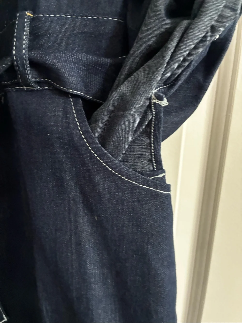 Angel Dark Blue Denim Zip-Front Belted Women's Dress